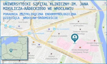 PORADNIA PRZYKLINICZNA ENDOKRYNOLOGICZNA DZIECIĘCA - UNIWERSYTECKI SZPITAL KLINICZNY IM. JANA MIKULICZA-RADECKIEGO WE WROCŁAWIU - UL. TYTUSA CHAŁUBIŃSKIEGO 2-2A,  WROCŁAW-ŚRÓDMIEŚCIE