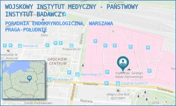 PORADNIA ENDOKRYNOLOGICZNA - WOJSKOWY INSTYTUT MEDYCZNY - PAŃSTWOWY INSTYTUT BADAWCZY - SZASERÓW 128,  WARSZAWA PRAGA-POŁUDNIE